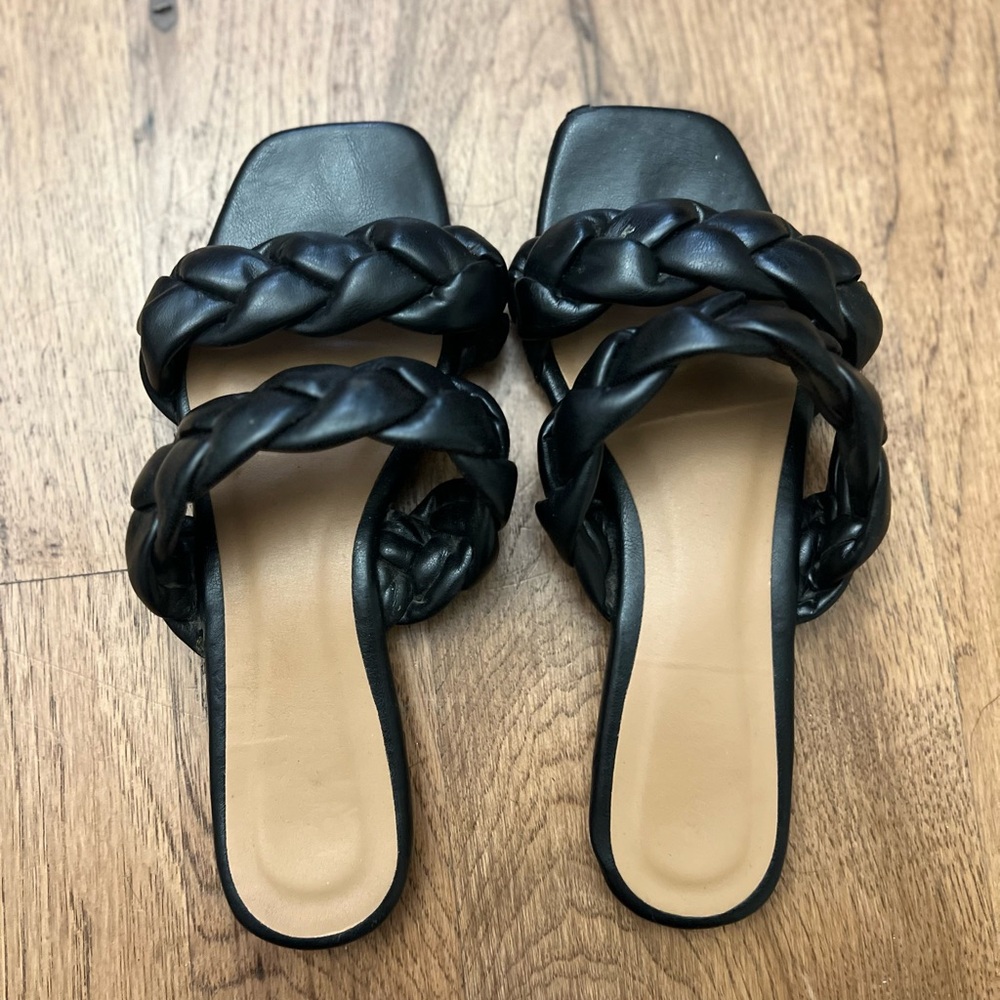 Black braided sandals